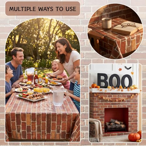 100 ft x 54 in Retro Red Brick Tablecloth Roll with Slide Cutter Box – COSINIA