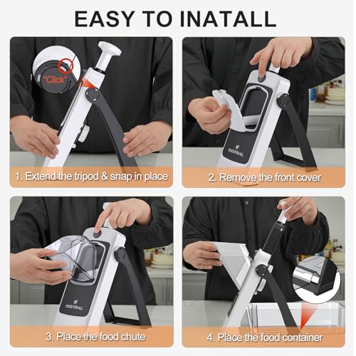Mandoline Slicer for Kitchen Food Prep - Gray + White Adjustable Thickness