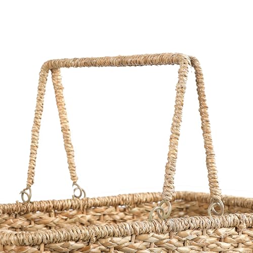 Natural Woven Rope Stair Basket with Handles - Home Decor Storage