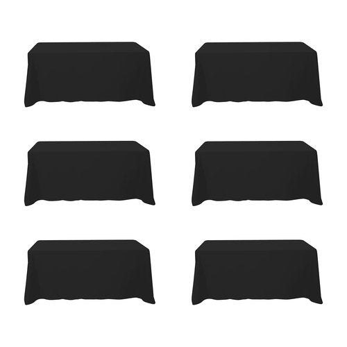 BRILLMAX 6 Pack Black Tablecloths 90 x 132 Inch for 6ft Rectangle Tables - 150 GSM Polyester Fabric, Floor Length Drop, Water, Stain & Wrinkle Resistant Cloth Cover for Wedding Reception Banquet