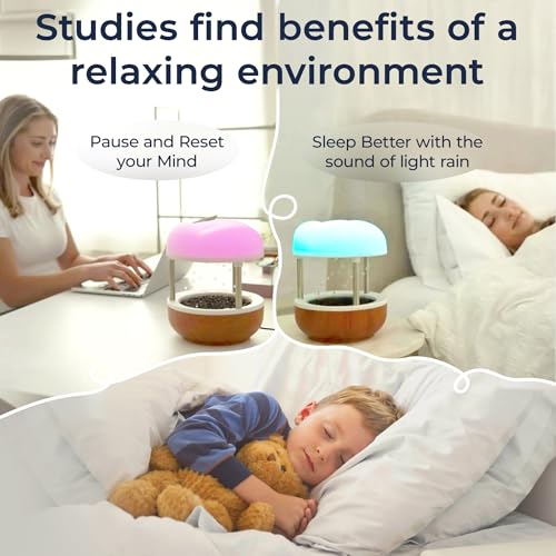 Mindsight Calming Cloud Water Fountain with Woodgrain Finish | Zen Desk Decor for Stress Relief & Focus