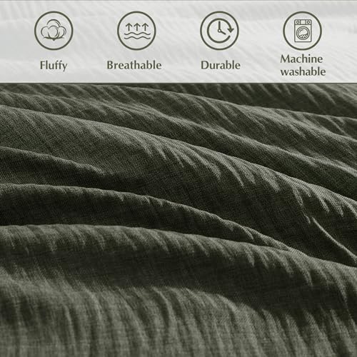King Comforter Set - 7 Pieces Green Textured Bed in a Bag Bedding