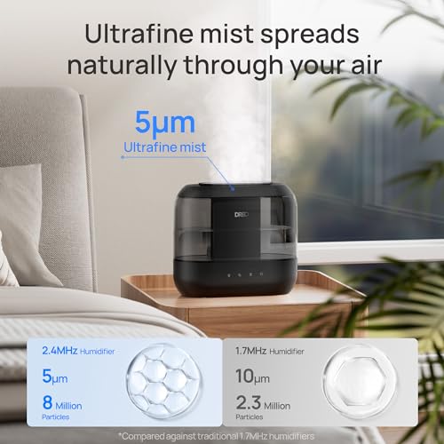 DREO 4L Ultrasonic Humidifier for Bedroom Quiet 36H Runtime Black