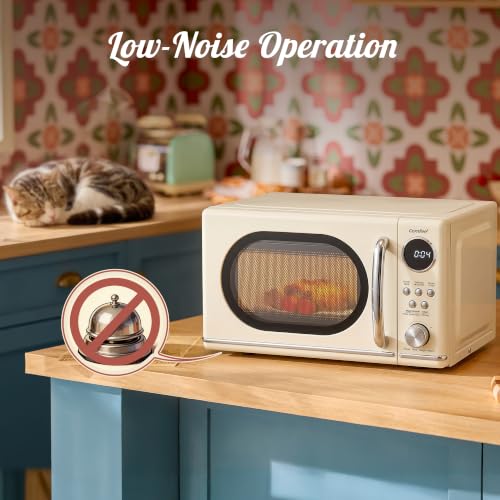 COMFEE' Retro Countertop Microwave Oven 0.7 Cu Ft, 700W, Apricot