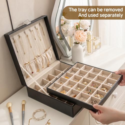 Black 50 Grid Earring Holder Organizer Jewelry Box for Women – 2 Layers