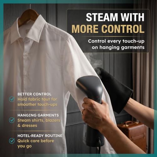 Polardo Black Travel Garment Steamer - Dual Voltage Handheld Mini Clothes Steamer for Travel & Home