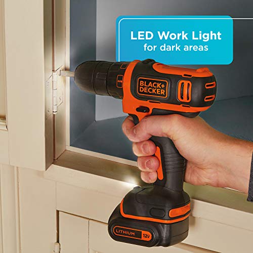 BLACK+DECKER 12V MAX Cordless Drill Kit - Battery & Charger Included, Keyless Chuck, Compact Design, Variation of THIS listing