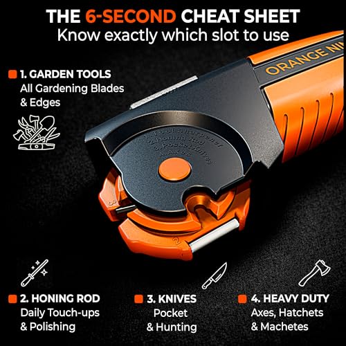 Orange Ninja 7-in-1 Garden & Knife Sharpener - Small
