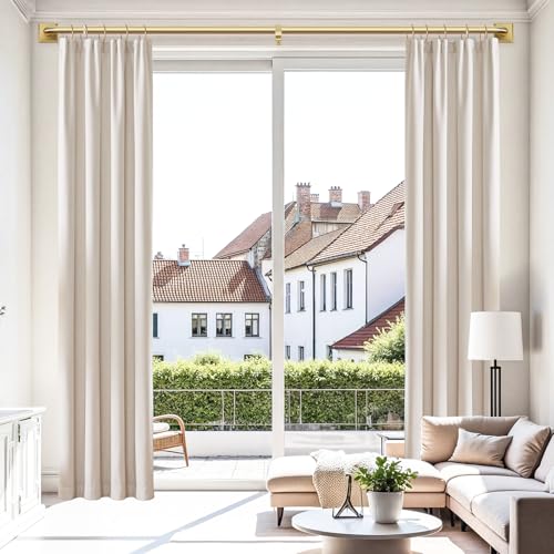 Brushed Gold Curtain Rods for Windows 66-120 Inch Heavy Duty Wrap Around Room Darkening Drapery Rod - Variation: 66-Inch to 120-Inch