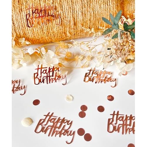 Rose Gold Birthday Confetti for Table Decor,270 PCS Glitter Happy Birthday Decorations for Party Supplies,Table Confetti