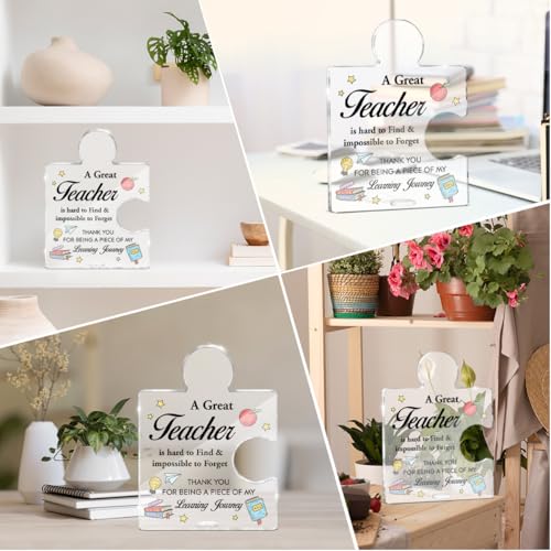 QODMGD Teacher-B Acrylic Puzzle Piece Plaque Gift for Teacher Appreciation - Office Decor