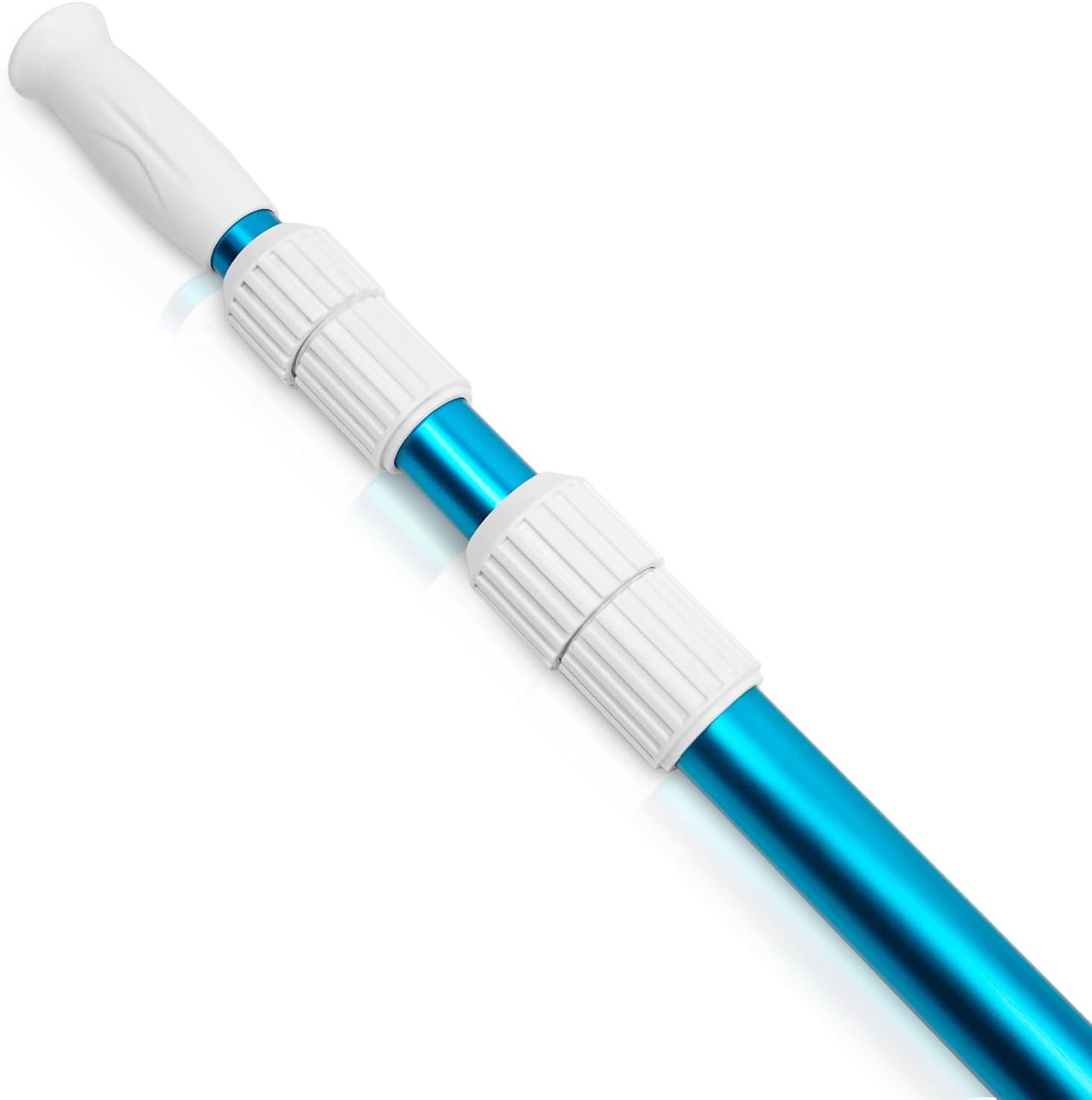 POOLWHALE Premium 15-Foot Telescopic Swimming Pool Pole - Adjustable 3-Piece Blue Aluminum for Skimmer Nets & Vacuums