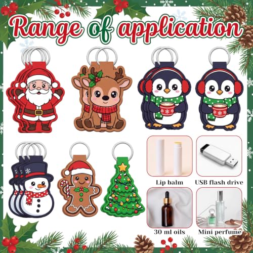 Kenning 24 Pcs Christmas Lip Balm Holder Keychains — Cute Variation Party Favors