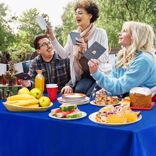 4 Pack Royal Blue 54×108in Disposable Tablecloths - Leakproof & Sturdy PEVA