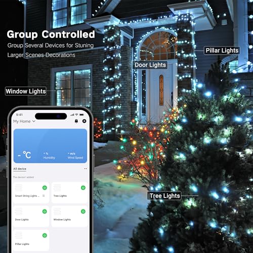 Brizled RGB Smart Halloween String Lights 100 LED 33 ft with Green Wire, Alexa/Google Compatible