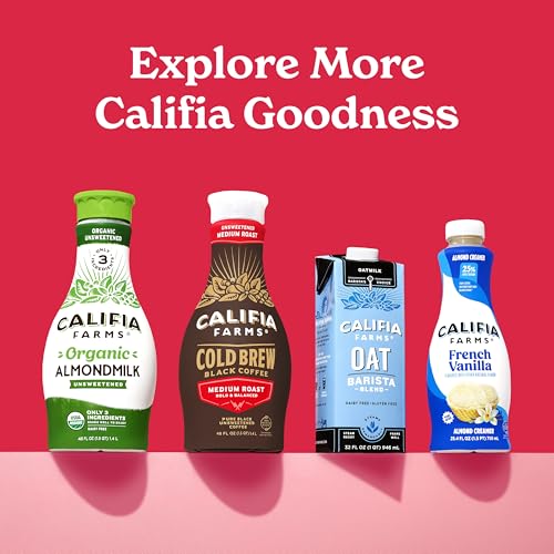 Califia Farms Medium Roast Cold Brew Coffee 32oz Pack of 6 - 100% Arabica, Unsweetened, Vegan & Shelf Stable