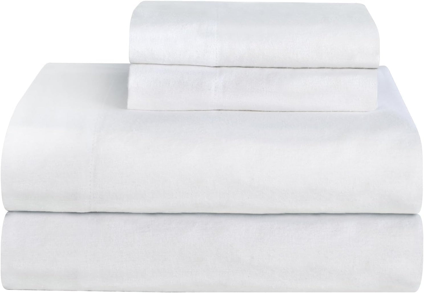 Good Sleep Bedding Flannel Sheets Full - 100% Cotton Flannel Sheets, Brushed for Extra Softness, 4-Piece Full Size Bed Sheets, Breathable, Warm & Cozy, Deep Pocket 16" - White
