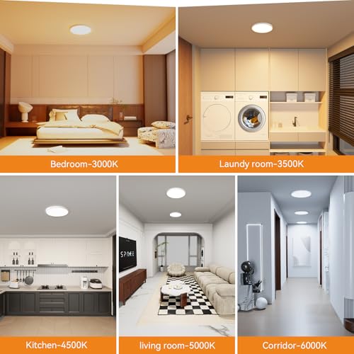 16-Pack 7.5-Inch LED Ceiling Lights - White, Ultra Slim Flush Mount, Adjustable 5 Color Temp