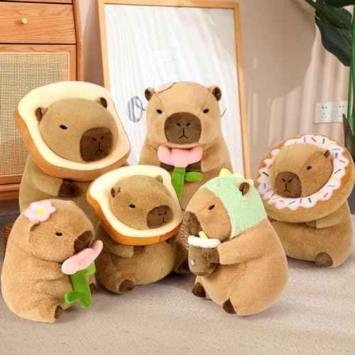 Ditucu Cute Capybara Plush Pillow Dinosaur Drinking Milk Tea Stuffed Animal Capibara Plushies Toys Gifts for Kids Brown 11 inch