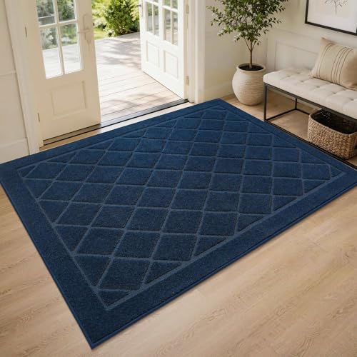 BEQHAUSE Dirt Trapper Door Mat 48x72 Inches Non-Slip Navy Blue Entry Rug