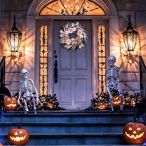 Valery Madelyn 18-Inch Halloween Wreath with Lights for Front Door Decor