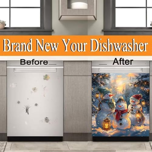 Winter Snowman Wallpaper Magnetic Dishwasher Cover