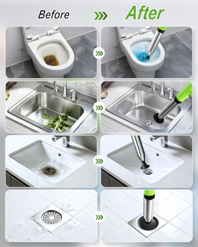 Electric Toilet Plunger - Green High Pressure Automatic Drain Unblocker