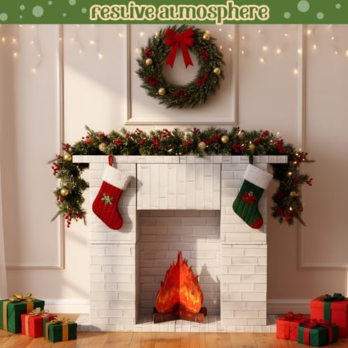 Fullhawl White Christmas Cardboard Fireplace 35.5x29x8 Inch Holiday Decor