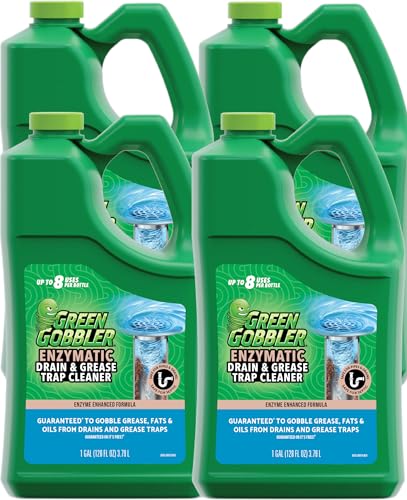 Green Gobbler Enzyme Drain Cleaner 4 Gallon Pack of 4 for Grease & Septic Tanks