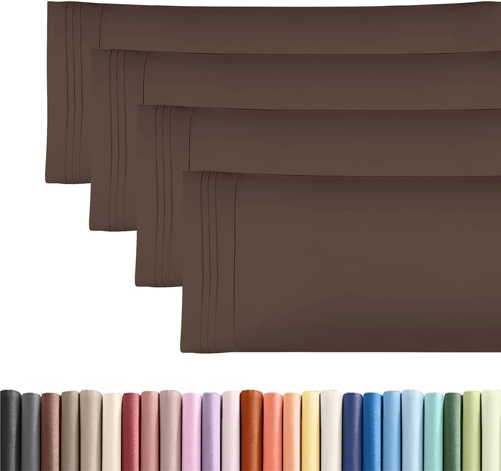 Skiennix Body Pillowcases Set of 4 | Soft, Breathable 20x54 Long Pillow Covers for Side Sleepers - Machine Washable, Fade-Free (Brown)