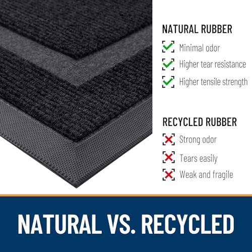 All-Season Heavy-Duty Rubber Front Door Mat 71x47 Black Classic Border