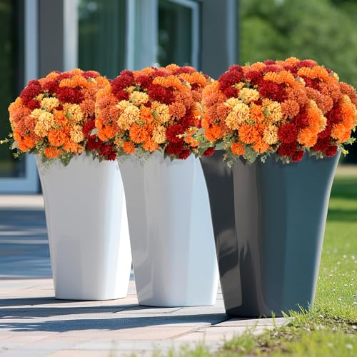 Artificial Fall Flowers Chrysanthemum Ball - Burnt Orange 12 Pcs, Autumn Faux Mums