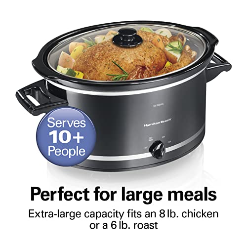 Hamilton Beach 8 Quart Slow Cooker with Lid Rest & Dishwasher-Safe Crock, Black
