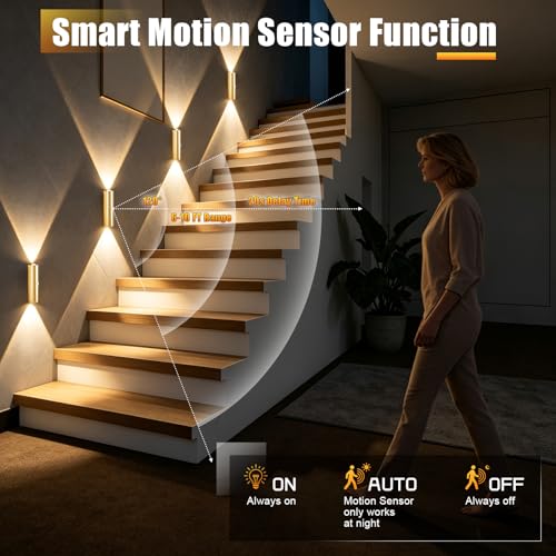 Rechargeable Motion Sensor Wall Light - Gold, 2 Pack, Dimmable, No Wires
