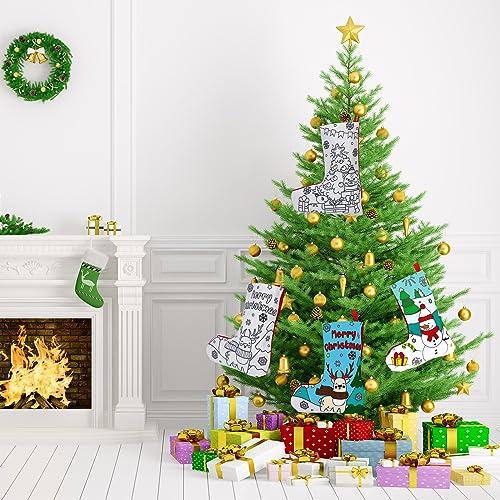DIY Christmas Stocking Craft Kit with Santa Claus Design - 24 Pieces