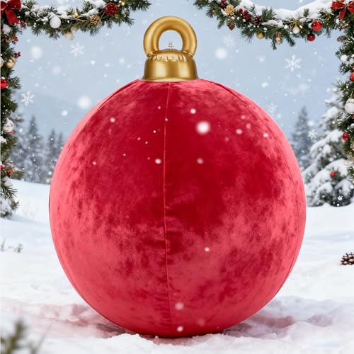 Darzheoy Red 24-Inch Velvet Inflatable Christmas Ornament - Giant Yard Decor