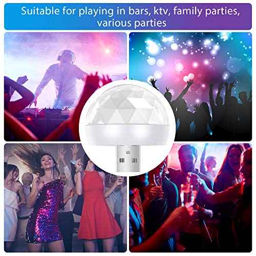 Frienda 8 Pcs USB Mini Disco Ball Lights Christmas Party Stocking Stuffer Sound Activated DJ Stage Strobe Lights Portable LED Car Atmosphere Light for Xmas Karaoke Bar Home(Hemicycle Style)