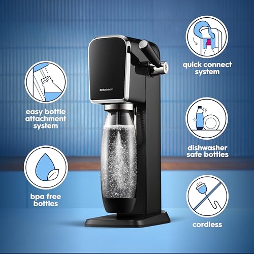SodaStream ART Sparkling Water Maker Starter Kit Black - Includes CO2 Cylinder & Bottles