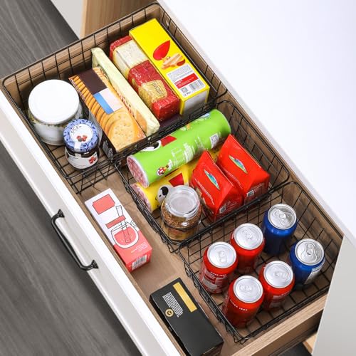 Large 8-Piece Wire Basket Set with Labels - Multi-Size Metal Storage Bins