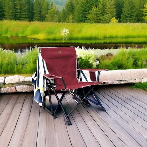 GCI Outdoor Kickback Rocker Camping Chair - Portable Folding Rocking Chair with Drink Holder & Durable Armrests - Red
