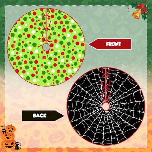 VDKIDKT Reversible Halloween Christmas Tree Skirt 36 Inch Dual-Sided Decor
