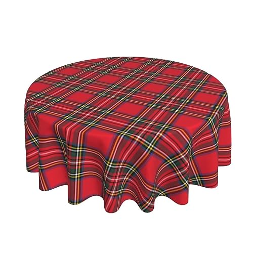 BETGINY Christmas Checkered Round Tablecloth 70x70 Inch Red Green Buffalo Plaid Holiday Decor