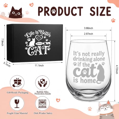 Rtteri 6-Pack 20oz Cat Stemless Wine Glasses - Cat Lover Gift Set
