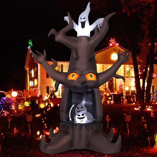 Inflatable Halloween Dead Tree with Ghosts & LED Lights Outdoor Decor - 9ft
