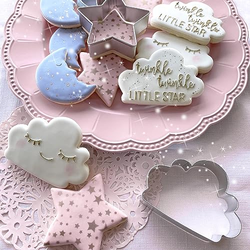 R&M Celestial Cookie Cutter Set - Cloud, Star & Man in the Moon for Baking & Crafts