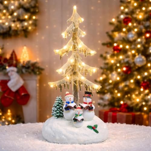 Moments in Time Snowman Acrylic LED Icicle Tree - 13 Inch Christmas Village Decor