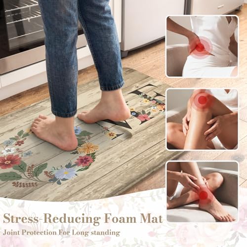 KIMODE Anti-Fatigue Kitchen Floor Mats 2-Pack - Cushioned Waterproof Rugs for Cooking & Standing Comfort