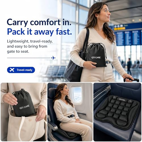 Inflatable Travel Seat Cushion with Built-in Pump for Airplanes, Car, Office Chair