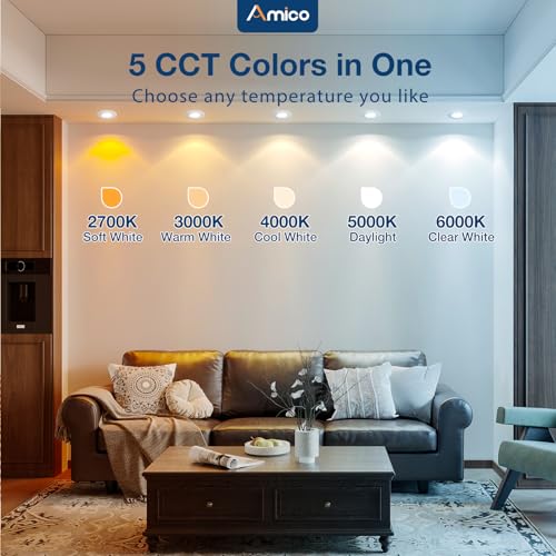 6 Inch Gimbal Eyeball LED Recessed Can Lights 5 CCT, 12 Pack