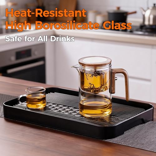 DRNKNSTX Transparent 20 oz Enchanted Glass Tea Pot with Infuser, Loose Leaf Steeper